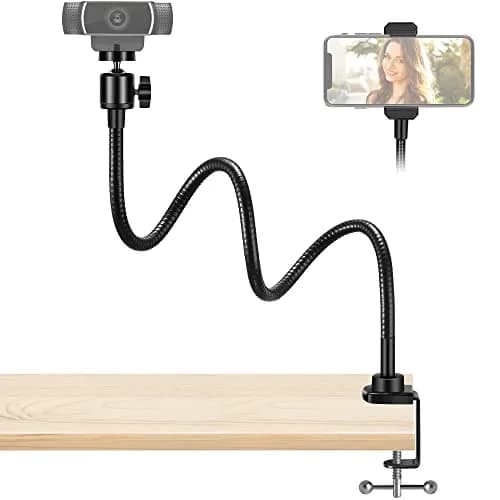 InnoGear 25-inch Gooseneck Webcam Stand with Phone Holder | Desk Mount for Logitech, NexiGo, and Smartphones thumbnail 1