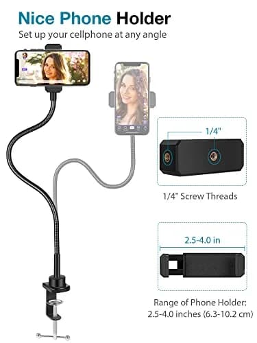 InnoGear 25-inch Gooseneck Webcam Stand with Phone Holder | Desk Mount for Logitech, NexiGo, and Smartphones thumbnail 6