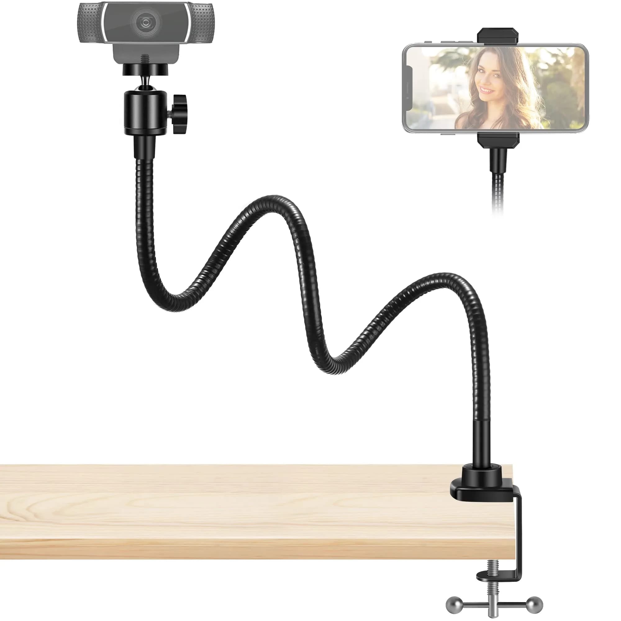 InnoGear Telescopic Webcam Stand with Phone Holder | 29.5 cm (11.42") Height Adjustment — B Black