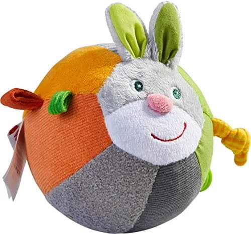 HABA Bunny Baby Ball Toy with Crinkle Ears and Rattle Rings | Sensory Development for 6 Months + thumbnail 2
