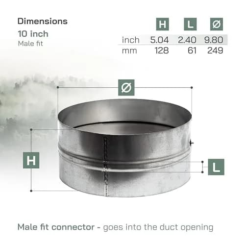 Vent Systems 10" Inch Backdraft Damper Galvanized Steel | One-Way Airflow Blocker for HVAC thumbnail 2