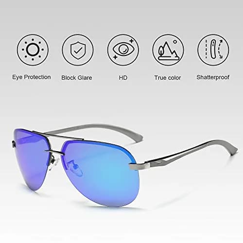 Fishingtours Aviator Sunglasses for Men Women Polarized Mirrored Driving | Classic Metal Frame with UV400 Protection thumbnail 5