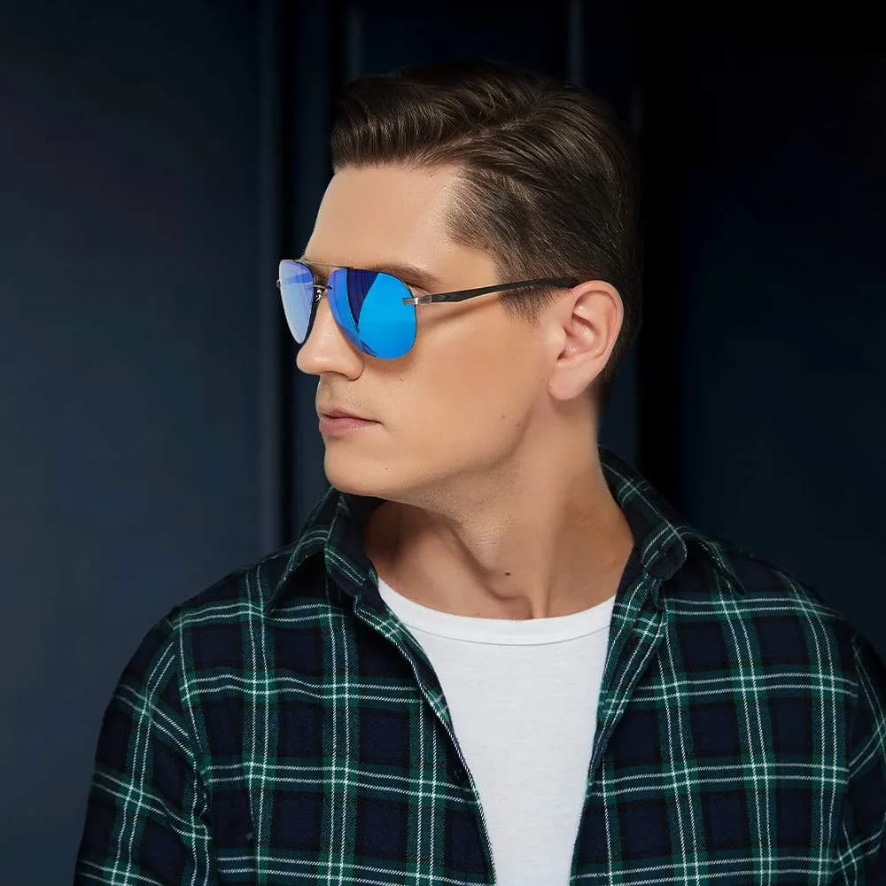 Fishingtours Aviator Sunglasses for Men Women Polarized Mirrored Driving | Classic Metal Frame with UV400 Protection - view 6