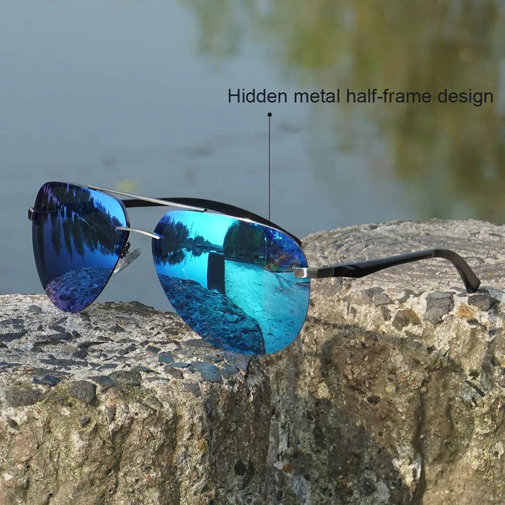 Fishingtours Classic Blue Aviator Sunglasses for Men & Women | 65mm Lens Width - view 2