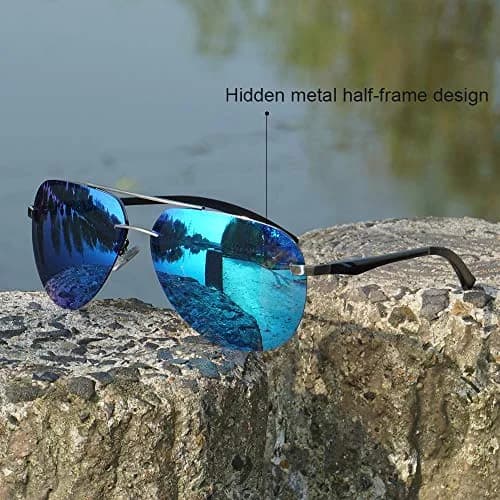 Fishingtours Aviator Sunglasses for Men Women Polarized Mirrored Driving | Classic Metal Frame with UV400 Protection thumbnail 2