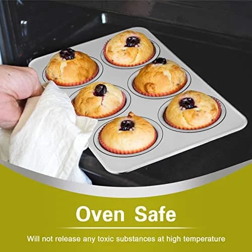 P&P CHEF 6-Cup Muffin Pan Tin, Stainless Steel Cupcake Pan 18cm (7" W) x 3.3cm (1.3" H) | Heavy Duty & Dishwasher Safe thumbnail 5