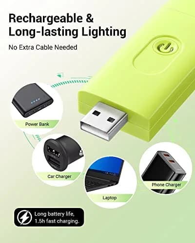 DEWENWILS Green Clip-On Book Reading Light with USB Rechargeable Battery thumbnail 3