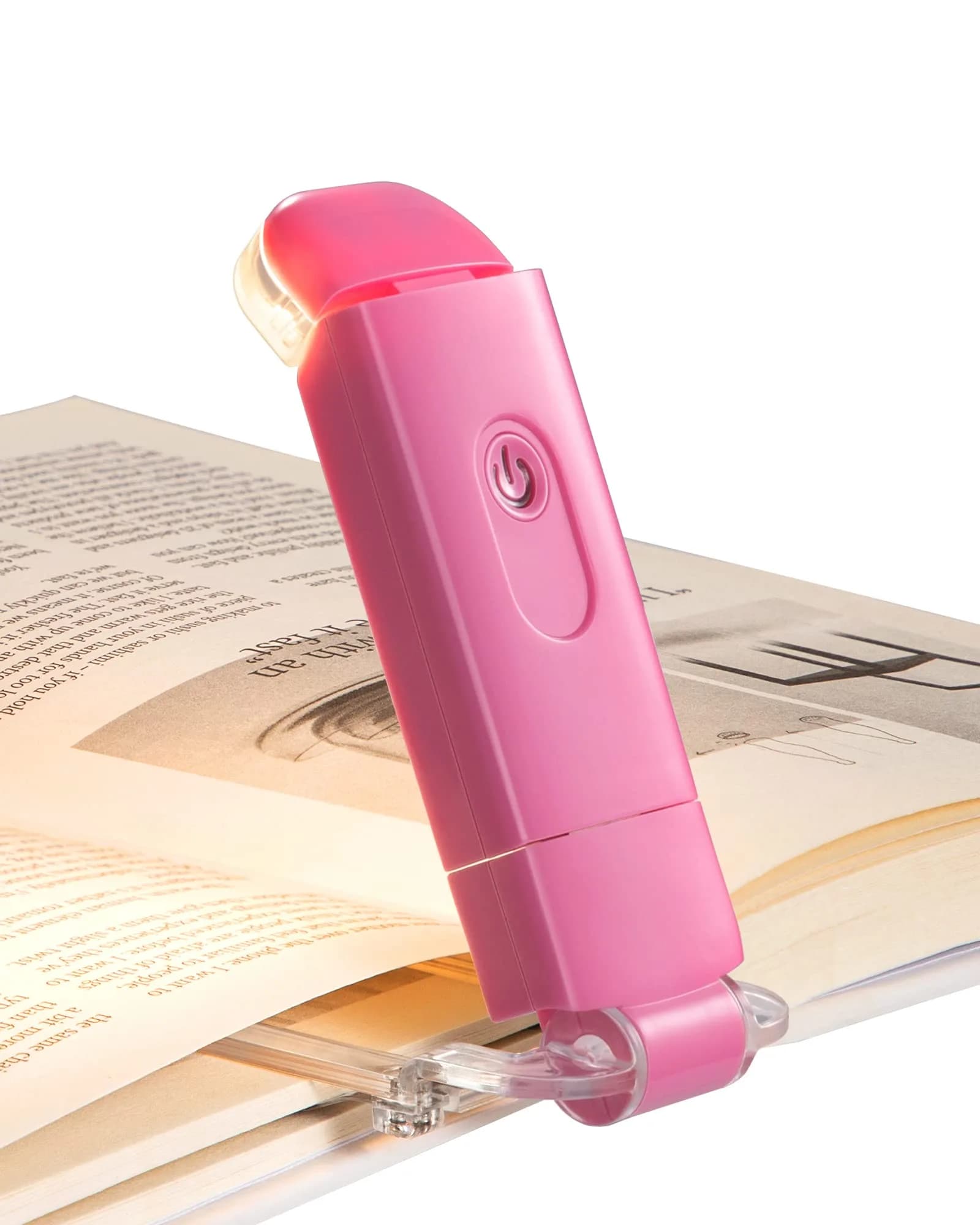 DEWENWILS Pink Clip-On Book Reading Light with USB Rechargeable Battery - main product image