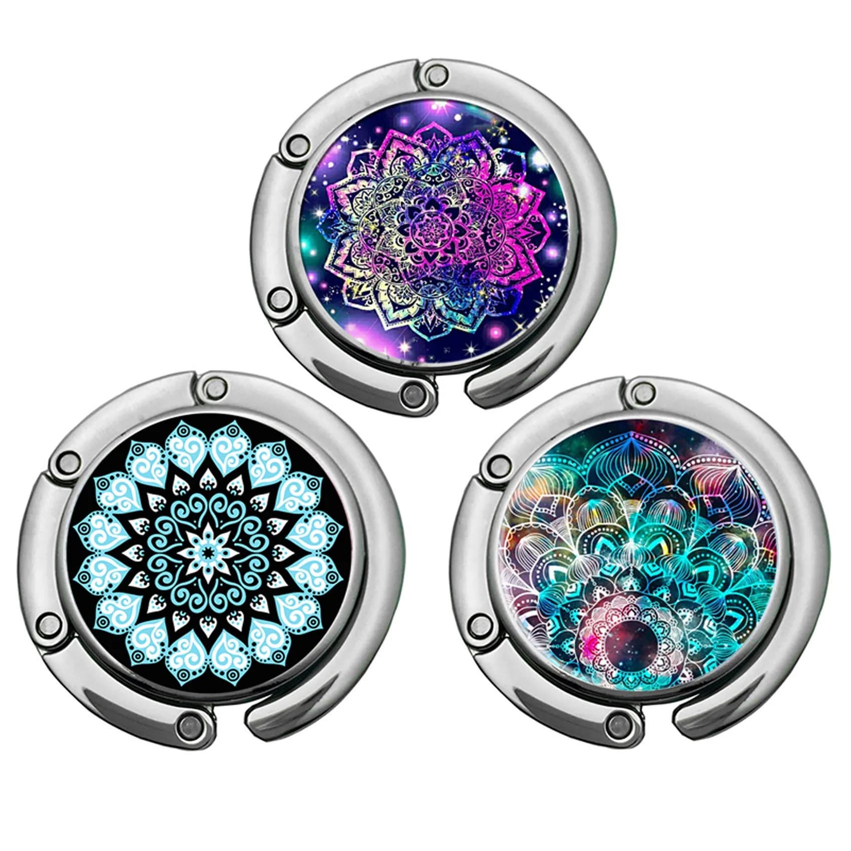 Bosketo Foldable Purse Hook 3 Pack Amazing Flower Hook | Keeps Bags Clean & Safe — mandala-hook