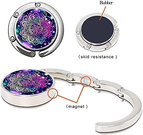 Bosketo Foldable Purse Hook 3 Pack Mandala Pattern | Keep Your Bag Safe and Clean thumbnail 3