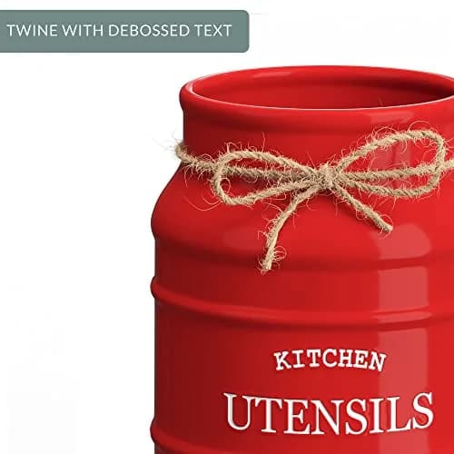 Barnyard Designs Ceramic Kitchen Utensil Holder Countertop 6.75″ (Red) | Rustic Farmhouse Decor thumbnail 8