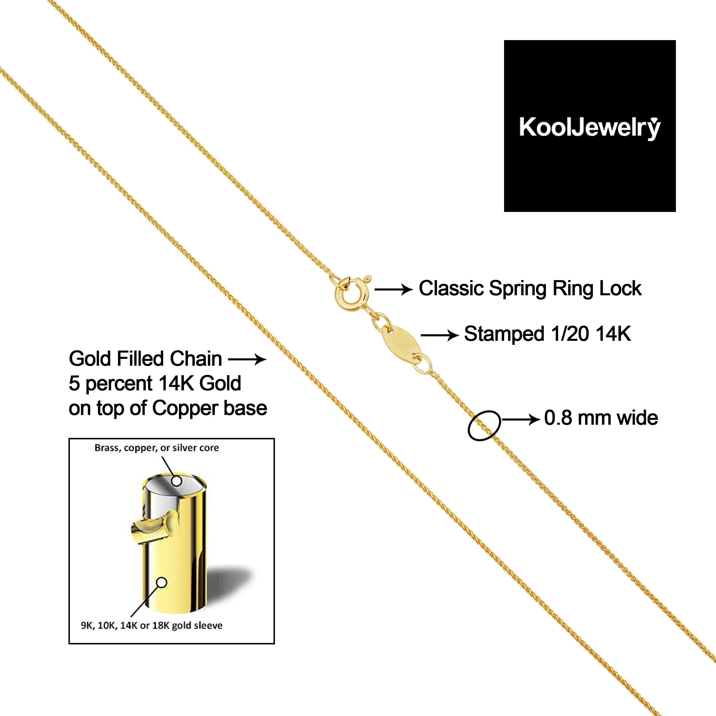 Kooljewelry 14k Yellow Gold Filled Wheat Chain Necklace 20 inch (0.8 mm Width) | Elegant, Durable Gold Jewelry - view 3