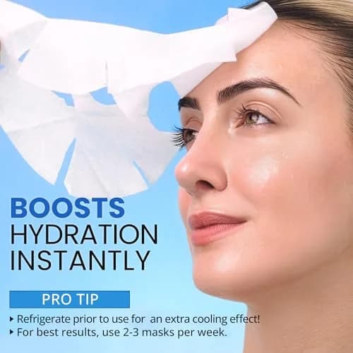 Ebanel Collagen Face Mask with Hyaluronic Acid, Vitamin C & Peptides | 20-Pack Hydrating Sheet Masks thumbnail 4
