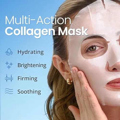 Ebanel Collagen Face Mask with Hyaluronic Acid, Vitamin C & Peptides | 20-Pack Hydrating Sheet Masks thumbnail 2