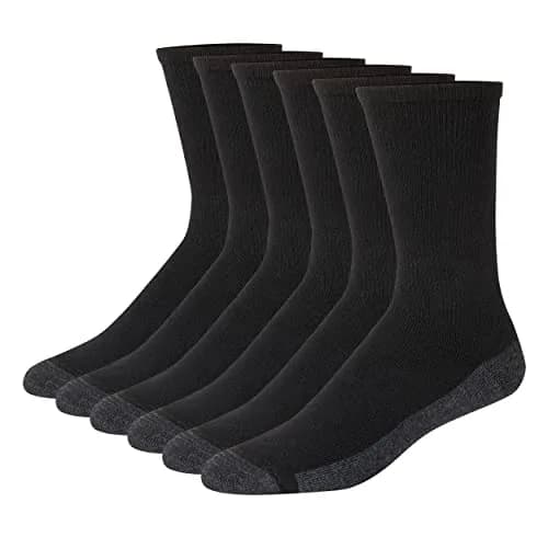 Hanes Mens Max Cushioned Crew Socks 6 Pack | Moisture-Wicking & Odor Control Comfort thumbnail 1