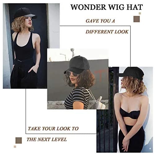 Qlenkay Baseball Cap with Bob Wig Hat 14in Baby Blonde Mix Bleach Blonde | Adjustable Synthetic Hair Cap thumbnail 7