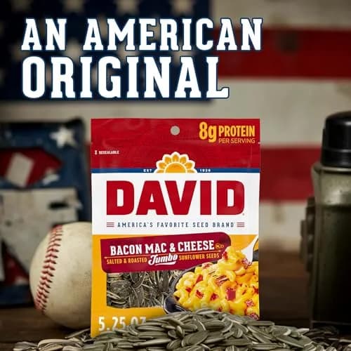 David Jumbo Sunflower Seeds Bacon Mac and Cheese Flavor 5.25 oz | Gluten-Free, Keto Friendly thumbnail 5