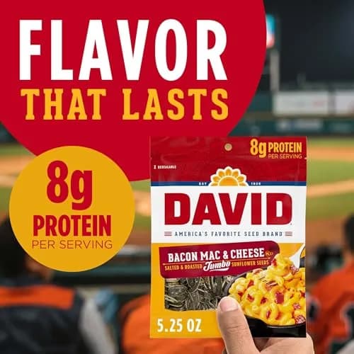 David Jumbo Sunflower Seeds Bacon Mac and Cheese Flavor 5.25 oz | Gluten-Free, Keto Friendly thumbnail 2