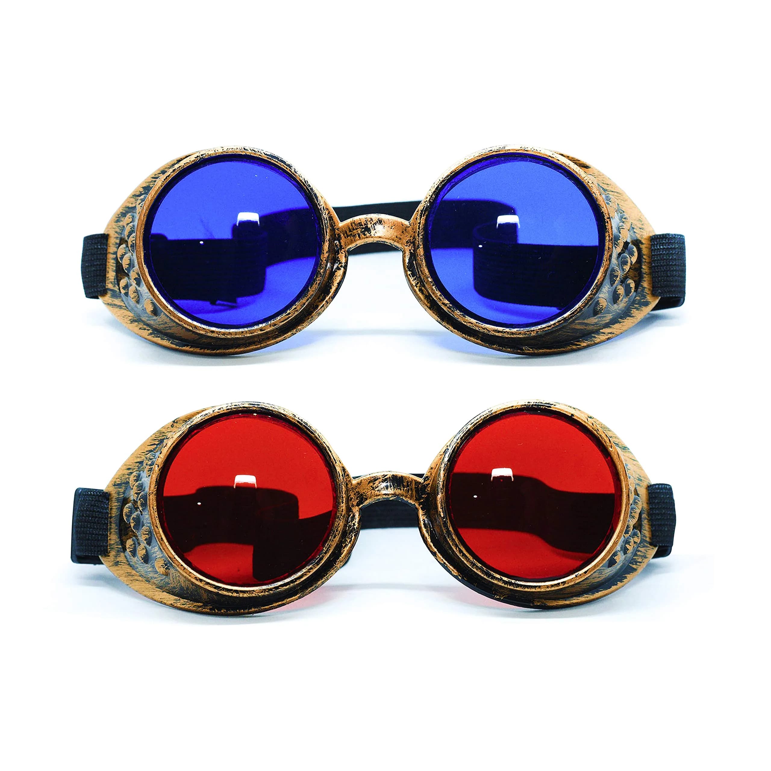 SoJourner Bags Steampunk Goggles 2-Pack | Rainbow Prism Impact-Resistant Lenses (70-120 chars)