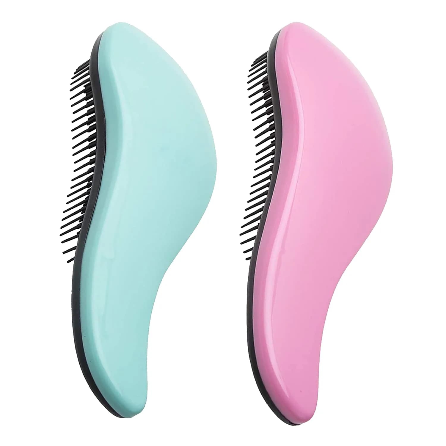 WYNK Detangling Hairbrush 2 Pack for Adults & Kids, Blue & Purple | Gentle Tangle Remover for Wet & Dry Hair — Green&Pink