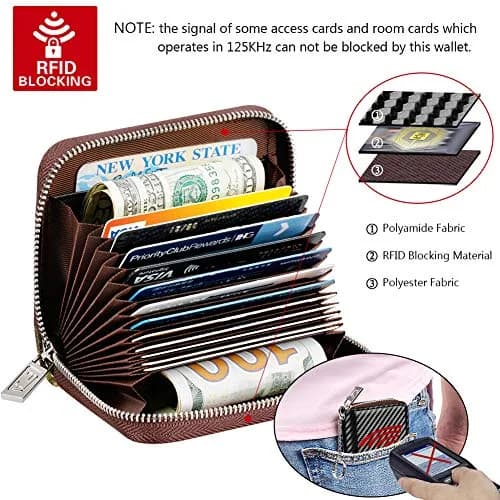 FurArt RFID Blocking Zipper Wallet Carbon Fiber Black | Compact Card Holder with Keychain thumbnail 5