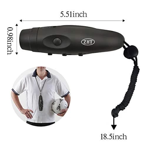 ZHT Electronic Whistle with USB Charging, 3-Tone 120dB Loud, Black | Referee & Coach Handheld thumbnail 7