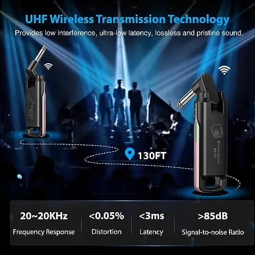 LEKATO UHF Wireless Guitar System with 70 Channels for Guitar Bass (Pink) | Plug & Play, Rechargeable, 4.5+ Hour Battery thumbnail 6