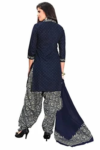 Miraan Women's Cotton Printed Readymade Salwar Suit Set - Medium Blue thumbnail 2