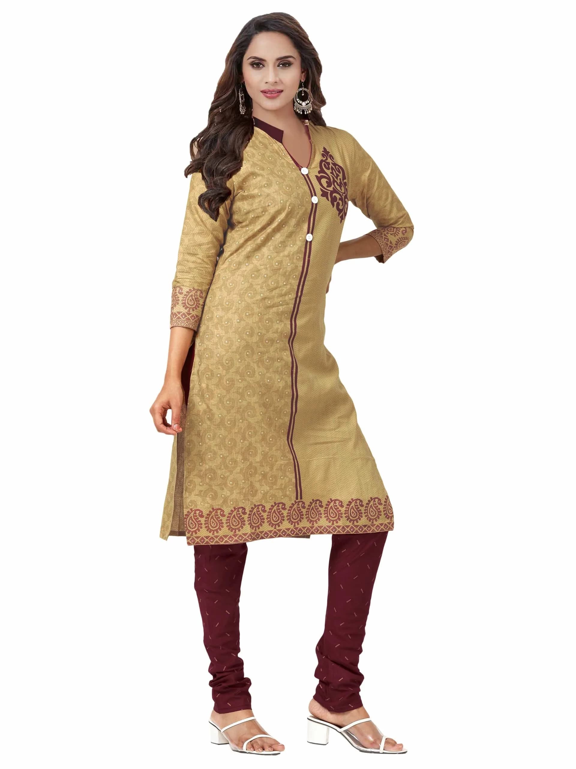 Miraan Women's Cotton Printed Readymade Salwar Suit XX-Large Beige | Traditional Indian Ethnic Wear - view 3