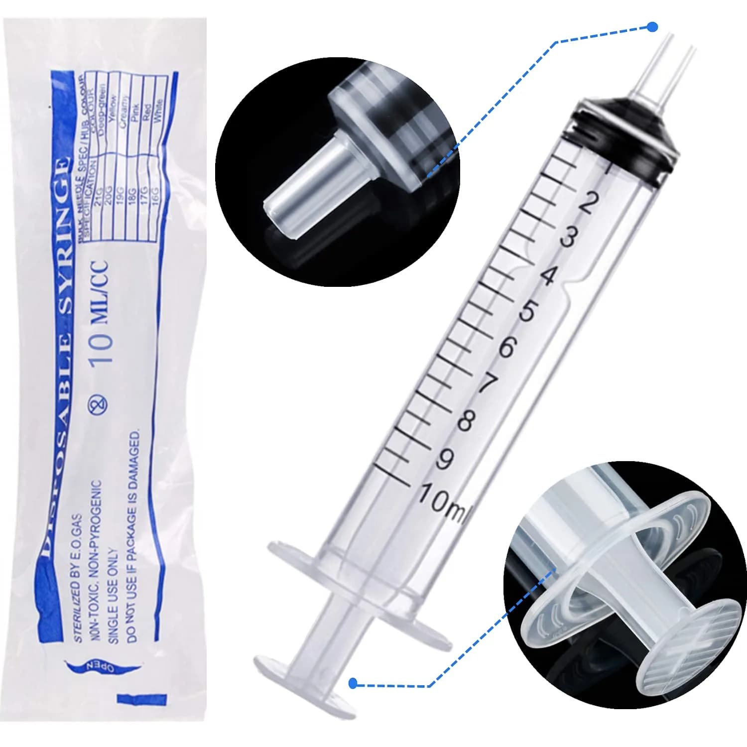 Ulove Prs 10ml Plastic Sterile Syringes (20 Count, 10ml) | Individually Wrapped for Labs & Dispensing - view 2