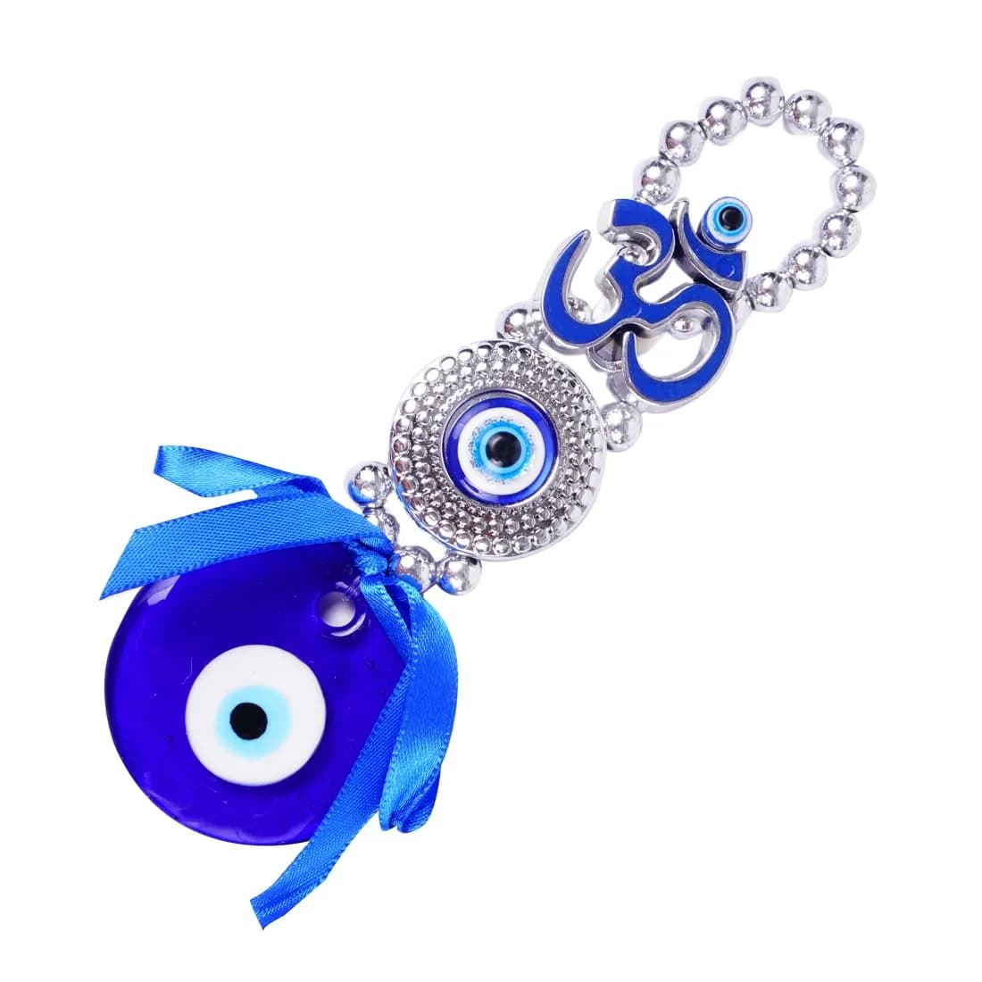 DT DECTONE Metal Om Design Evil Eye Hanging Ornament 22×4×2 cm | Feng Shui Protection Amulet — Multicolour
