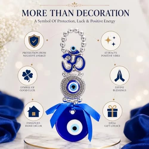 DT DECTONE Metal Om Design Evil Eye Hanging Ornament 22×4×2 cm | Feng Shui Protection Amulet thumbnail 3