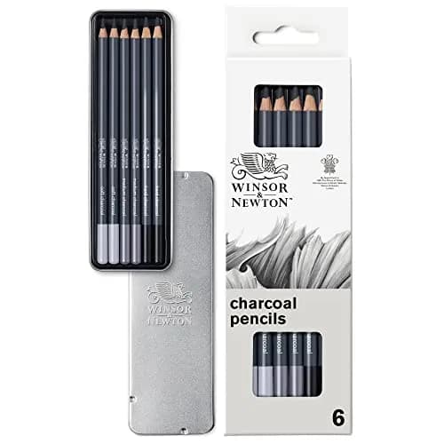 Winsor & Newton Studio Collection Charcoal Pencils, 6 Count (100g / 0.11kg) | ACMI Certified Non-Toxic thumbnail 1