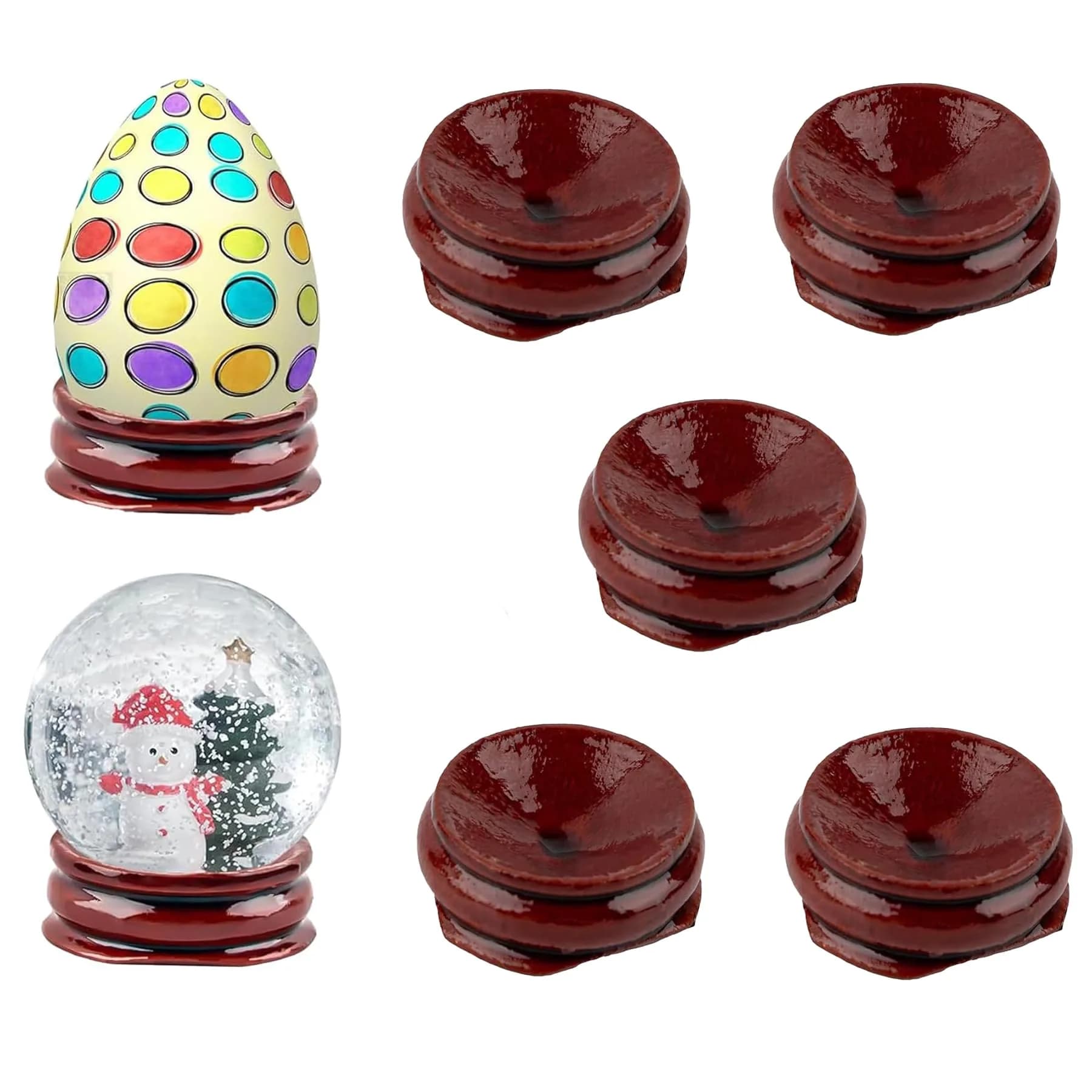AUEAR 5 Pack Sphere Display Holders 25mm Concave Diameter, 21mm Height | Decorative Wooden Stands for Eggs, Crystals, and Balls - main product image
