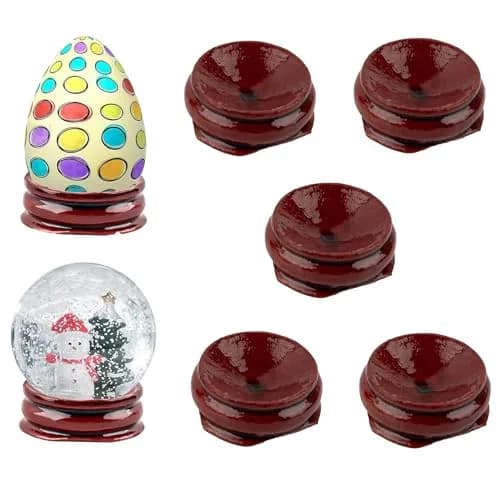 AUEAR 5 Pack Sphere Display Holders 25mm Concave Diameter, 21mm Height | Decorative Wooden Stands for Eggs, Crystals, and Balls thumbnail 1