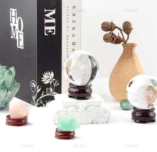 AUEAR 5 Pack Sphere Display Holders 25mm Concave Diameter, 21mm Height | Decorative Wooden Stands for Eggs, Crystals, and Balls thumbnail 2