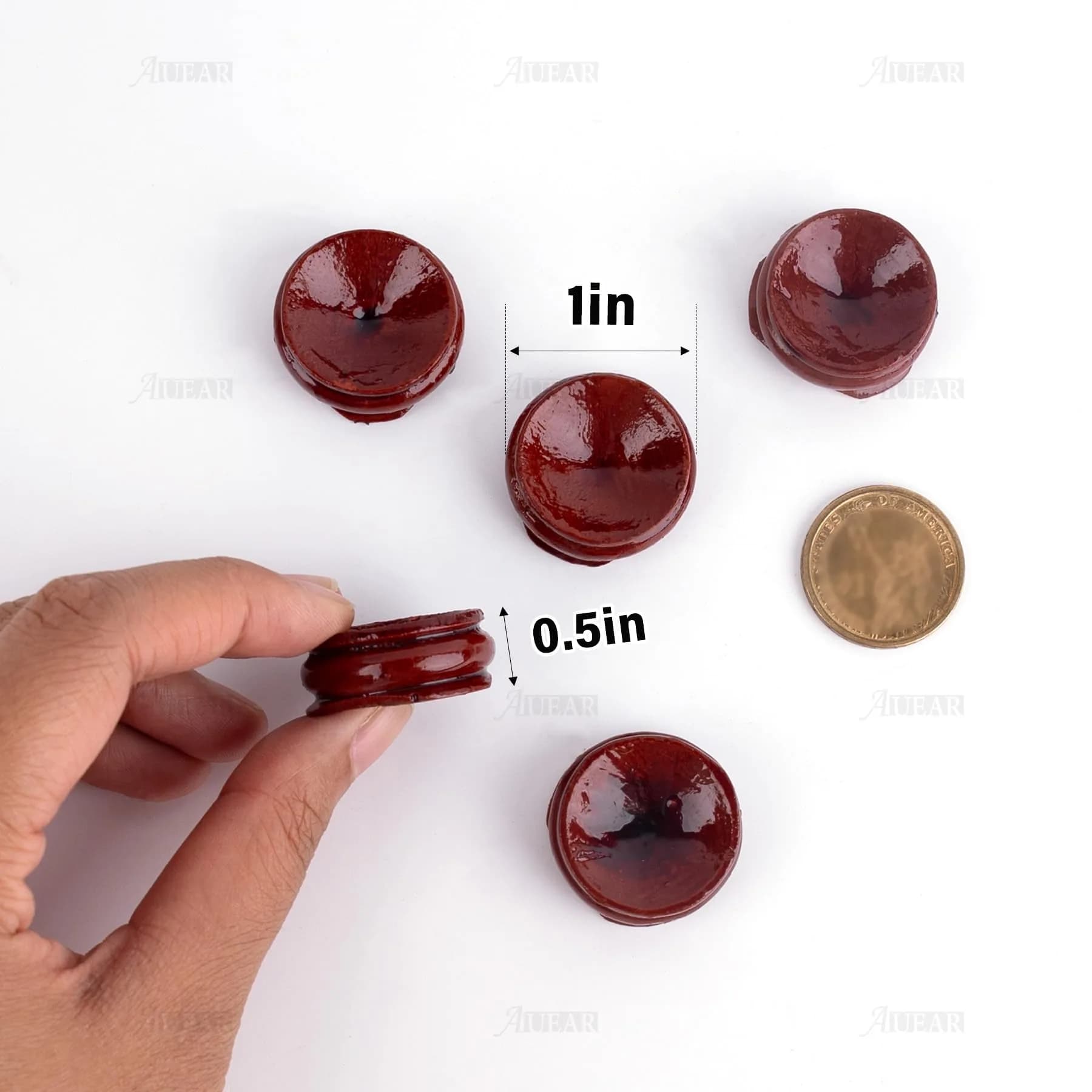 AUEAR 5 Pack Sphere Display Holders 25mm Concave Diameter, 21mm Height | Decorative Wooden Stands for Eggs, Crystals, and Balls - view 3