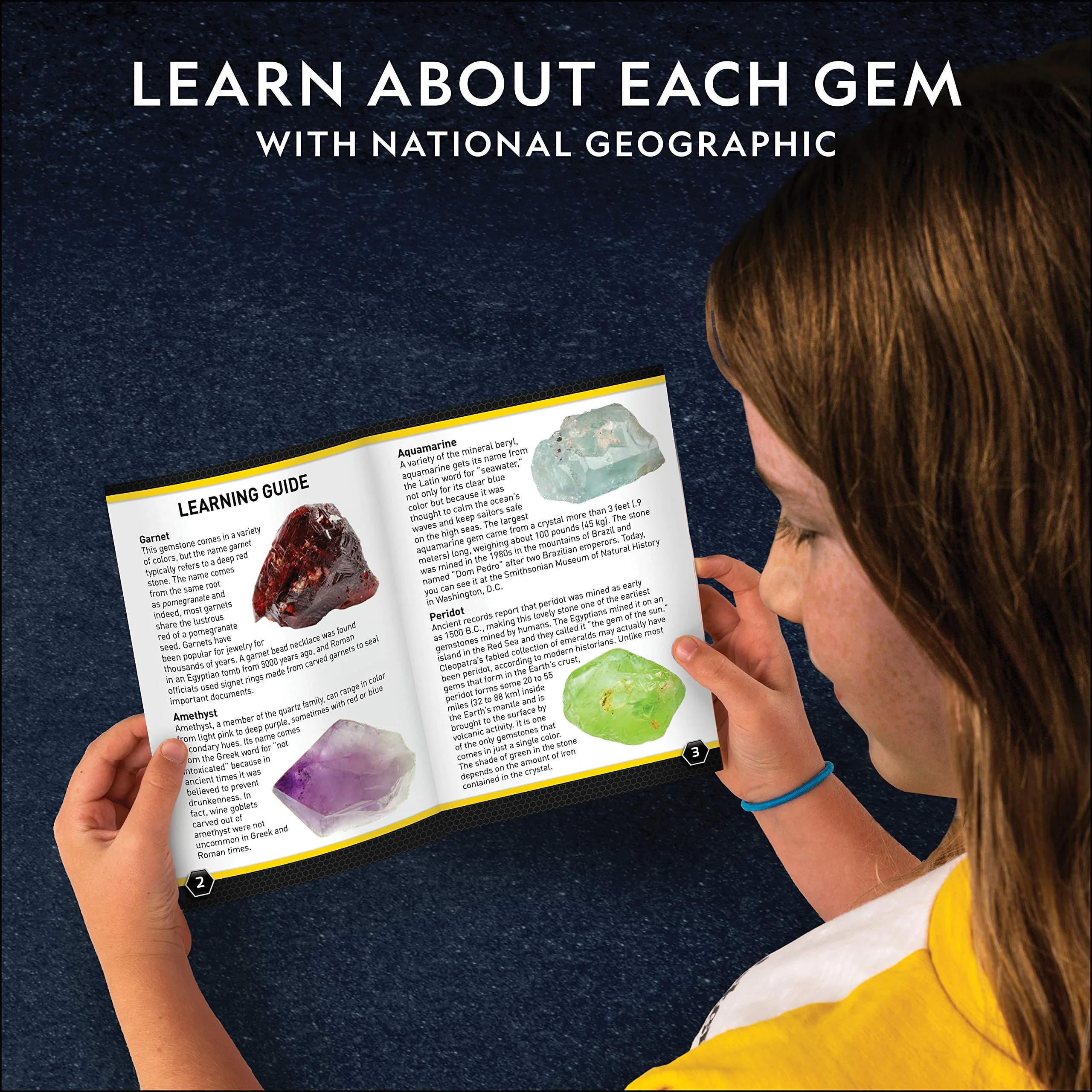 Blue Marble National Geographic Semi-Precious Gemstone Dig Kit for Kids - 15 Real Gems, 0.46 kg (0.95 lb) | STEM Rock Collection Activity - view 5