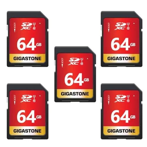 Gigastone 64GB SD Card 5-Pack UHS-I U1 Class 10 SDXC Memory Card 64GB (2.27 oz) | Full HD Video Olympus Digital Camera thumbnail 1
