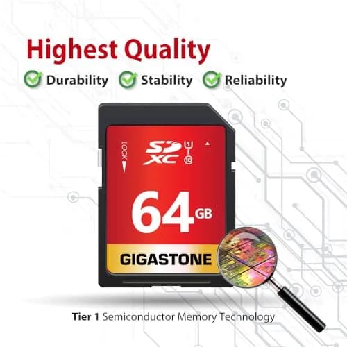 Gigastone 64GB SD Card 5-Pack UHS-I U1 Class 10 SDXC Memory Card 64GB (2.27 oz) | Full HD Video Olympus Digital Camera thumbnail 7