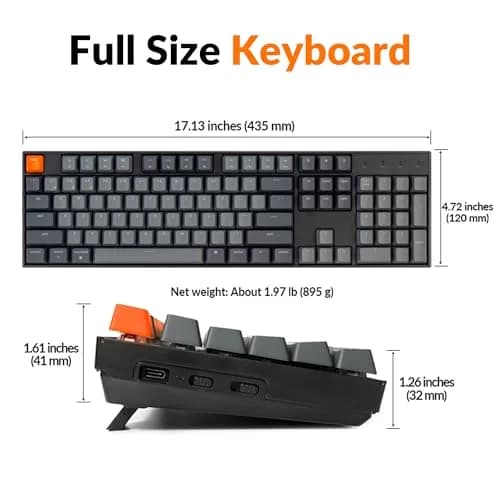 Keychron K10 Full Size Mechanical Keyboard with Super Brown Switches | White LED Backlight, Bluetooth 5.1, USB-C Wired, Mac/Windows Compatible thumbnail 6