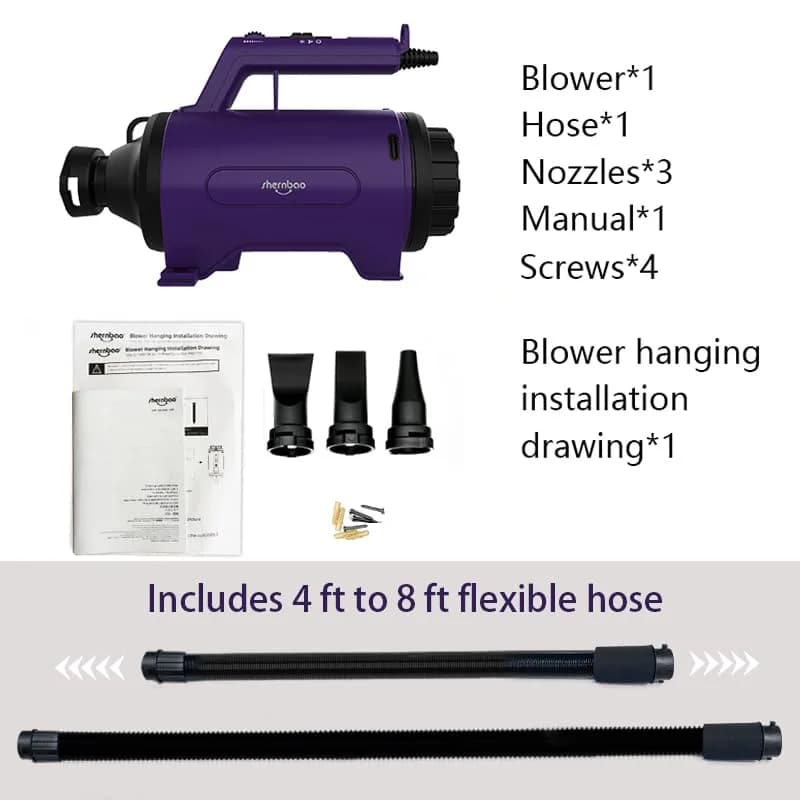 Shernbao High Velocity Dog Dryer Purple SMD-06P | 2200W 110V 2-Speed 2-Temp Pet Grooming Blower - view 6