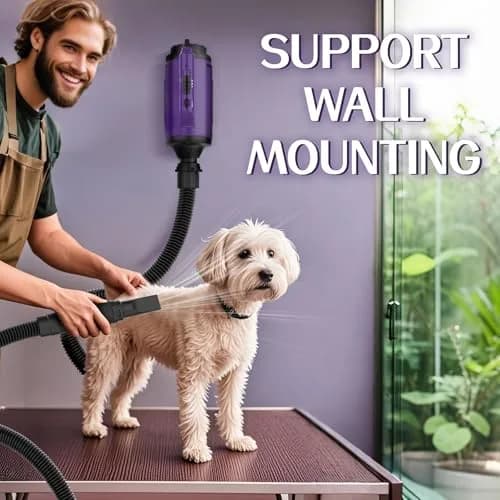 Shernbao High Velocity Dog Dryer Purple SMD-06P | 2200W 110V 2-Speed 2-Temp Pet Grooming Blower thumbnail 2