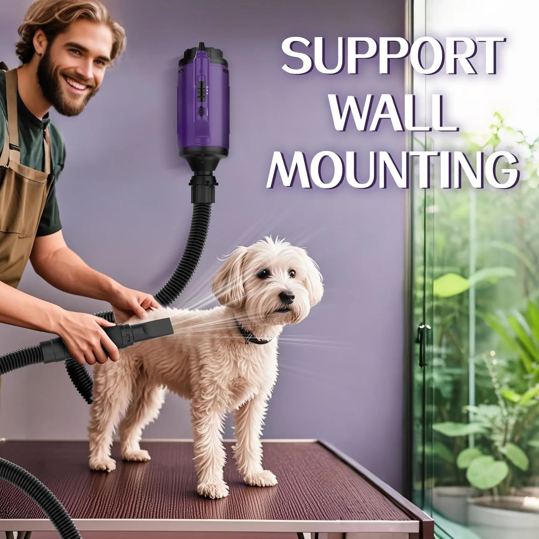 Shernbao High Velocity Dog Dryer Purple SMD-06P | 2200W 110V 2-Speed 2-Temp Pet Grooming Blower - view 2