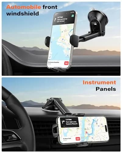APPS2Car Suction Cup Car Phone Holder for Dashboard & Windshield | 360° Adjustable, Heavy-Duty Grip, Compatible with All Smartphones thumbnail 2