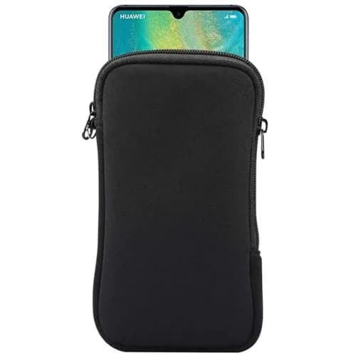eYistar Neoprene Shock Absorbing Pouch Large Cell Phone Sleeve Case with Zipper & Neck Strap for 6-6.9 inch Smartphones | Black thumbnail 1