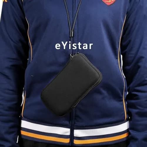 eYistar Neoprene Shock Absorbing Pouch Large Cell Phone Sleeve Case with Zipper & Neck Strap for 6-6.9 inch Smartphones | Black thumbnail 7