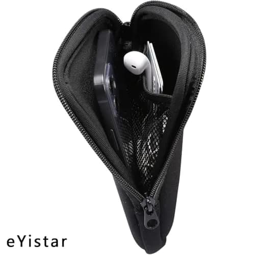 eYistar Neoprene Shock Absorbing Pouch Large Cell Phone Sleeve Case with Zipper & Neck Strap for 6-6.9 inch Smartphones | Black thumbnail 2
