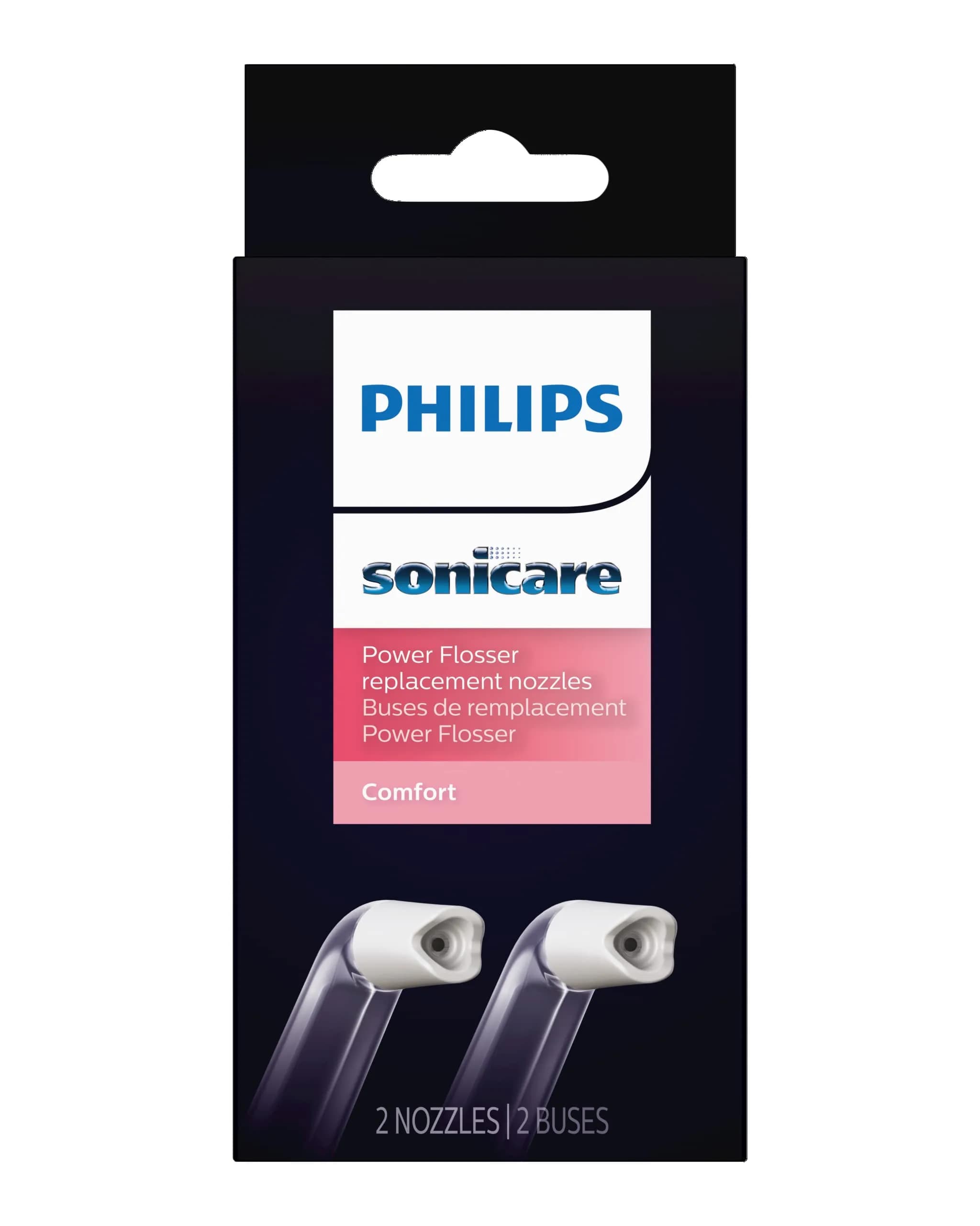 Philips Sonicare Comfort Tips F2 for Power Flosser 2 Count (Pack of 1) | Gentle on Gums — White