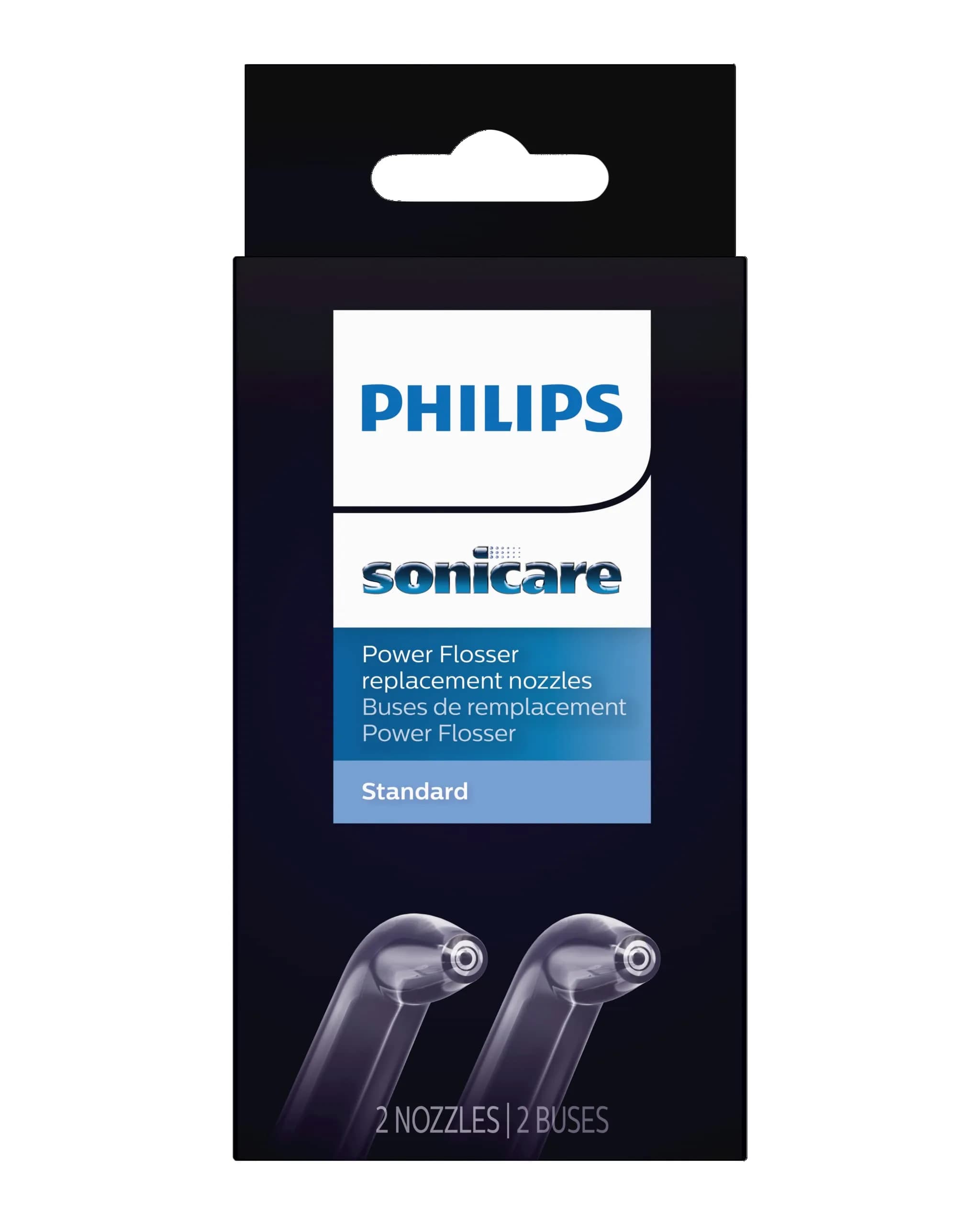 Philips Sonicare Power Flosser Standard Nozzles (F1), 2-Pack, White | Single Stream Water Cleaning — 2-Pack